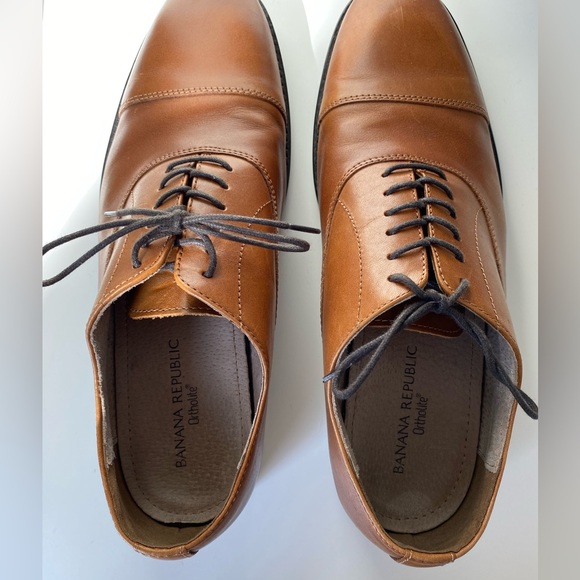 oxford leather dress shoe banana republic Banana Republic Men\'s Brown Leather Cap Toe Oxford Dress Shoes Lace Up Ortholite